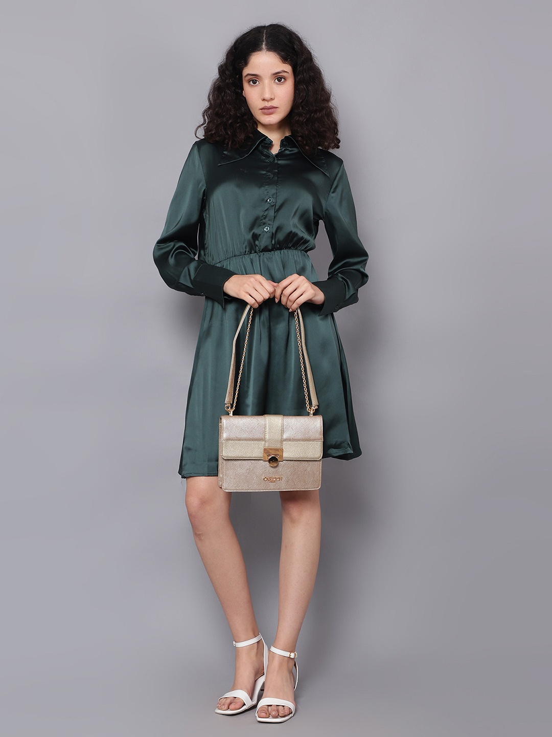 

Carlton London Textured Structured Sling Bag, Gold