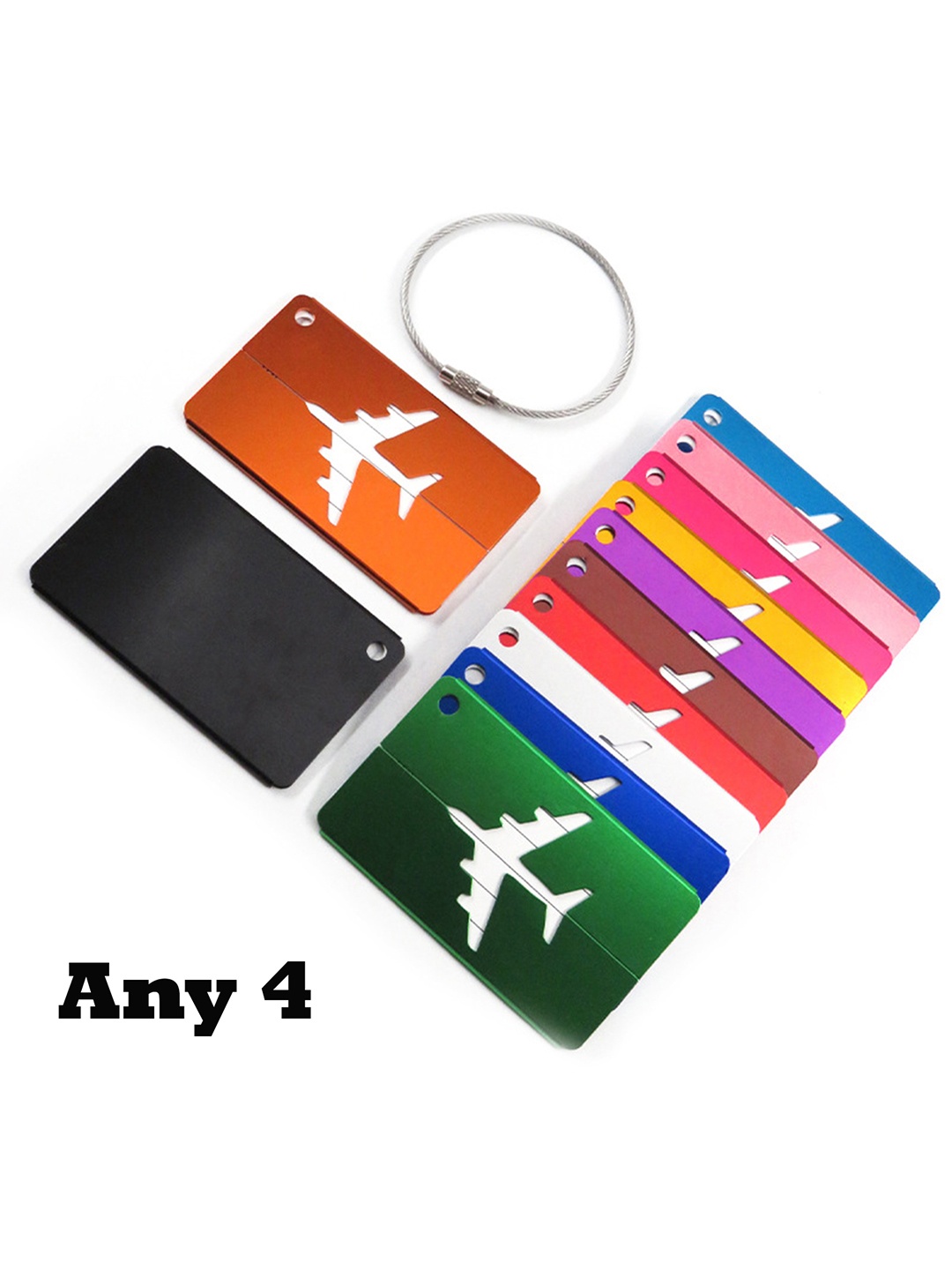 Flenzy Metal Airplane Luggage Tag With Name And Id Card, Green