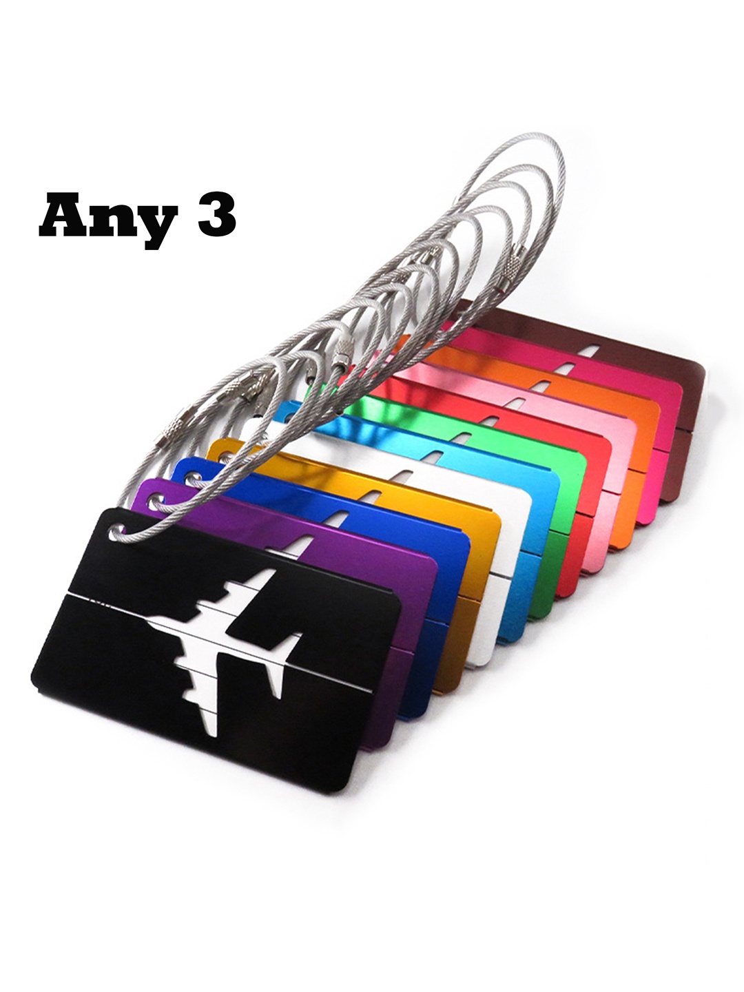 

Flenzy Metal Airplane Luggage Tag with Name and Id Card, Red