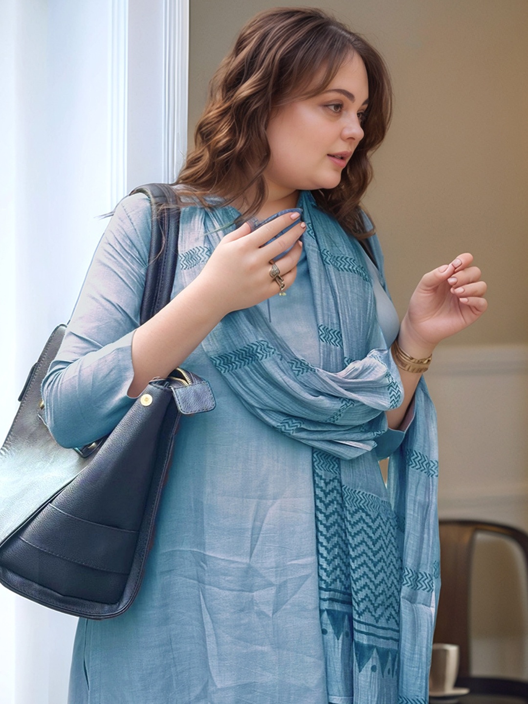 

KALINI Women Regular Kurta with Palazzos & With Dupatta, Blue