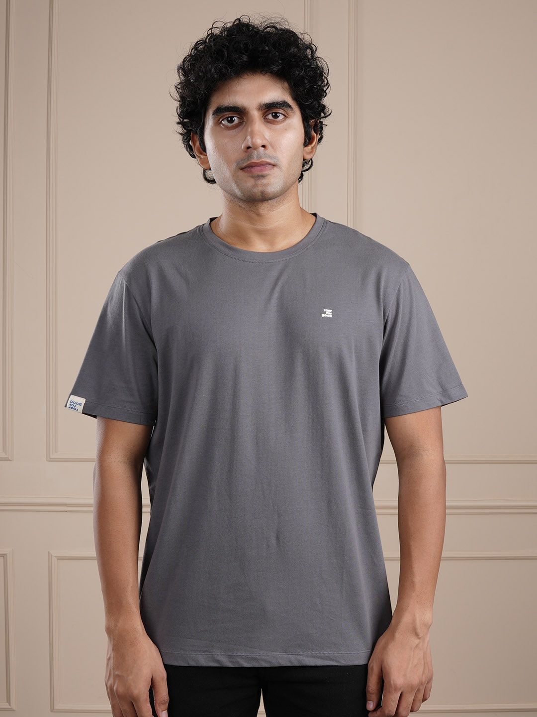 

ROAR FOR GOOD Men organic- ss-25 Solid Cotton Casual T-shirt, Grey