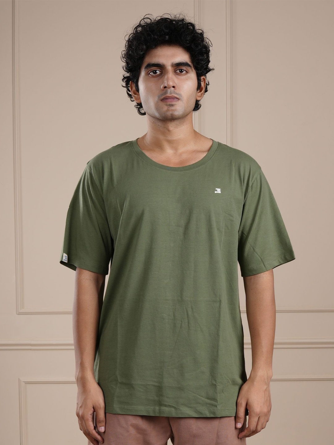 

ROAR FOR GOOD Men Round Neck Organic Cotton Solid T-shirt, Olive