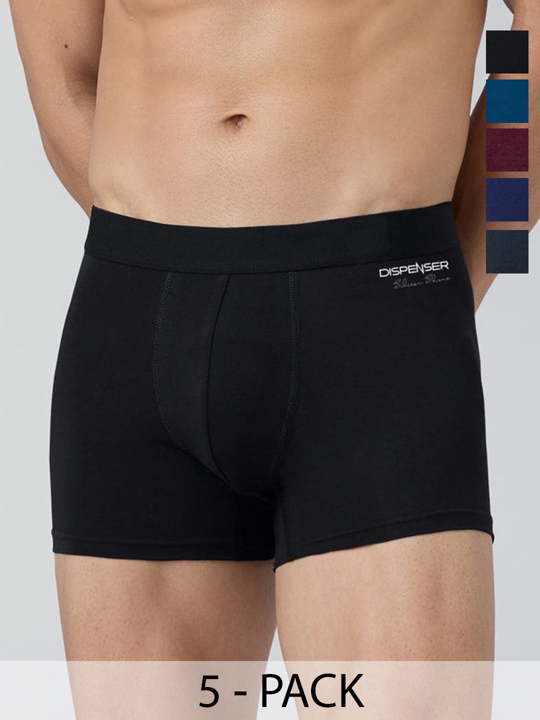 

DISPENSER Men Pack Of 5 Trunks T/P1-TRUNK-BLACK-AIRFORCE-WINE-NAVY-GREY-M