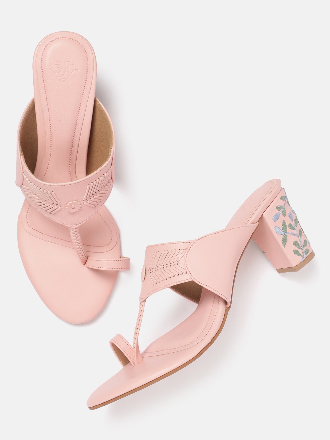 

House of Pataudi Ethnic Motif Design Block Heels, Pink