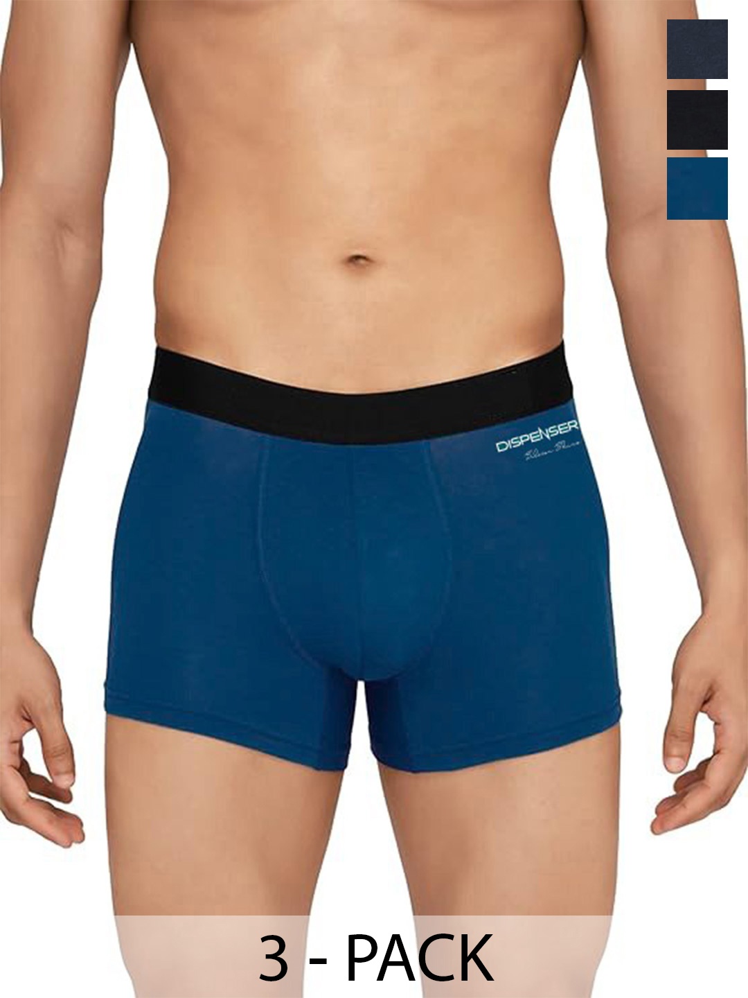 

DISPENSER Men Pack Of 3 Short Trunks T-P1-AIRFORCE-BLACK-GREY-M, Navy blue