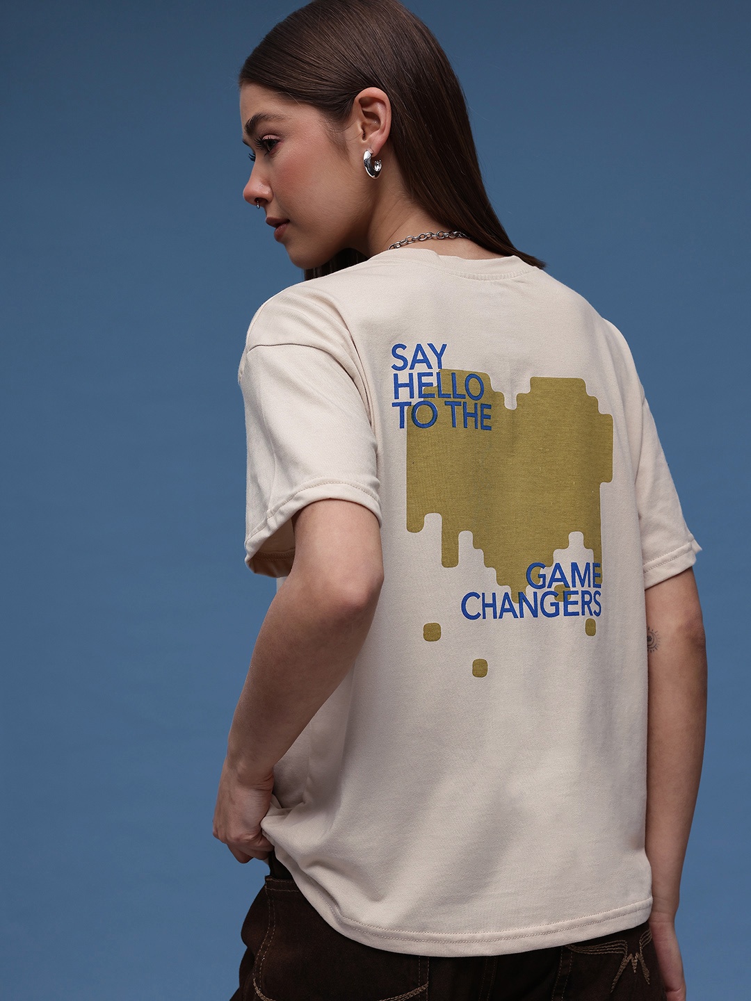 

glitchez Graphic Grit Relaxed Fit T-shirt, Beige