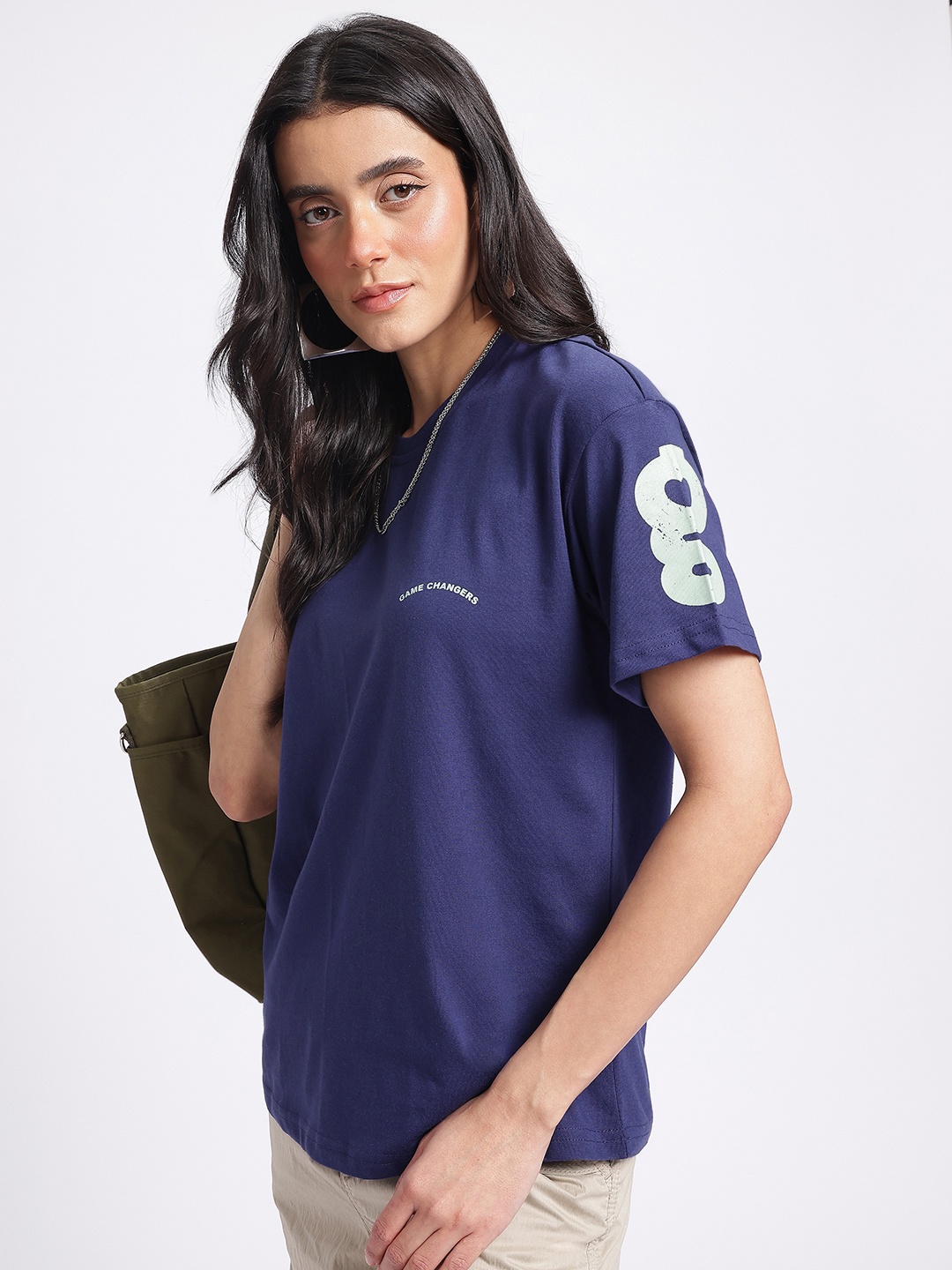 

glitchez Core Streetwear Drop-Shoulder Relaxed T-shirt, Navy blue