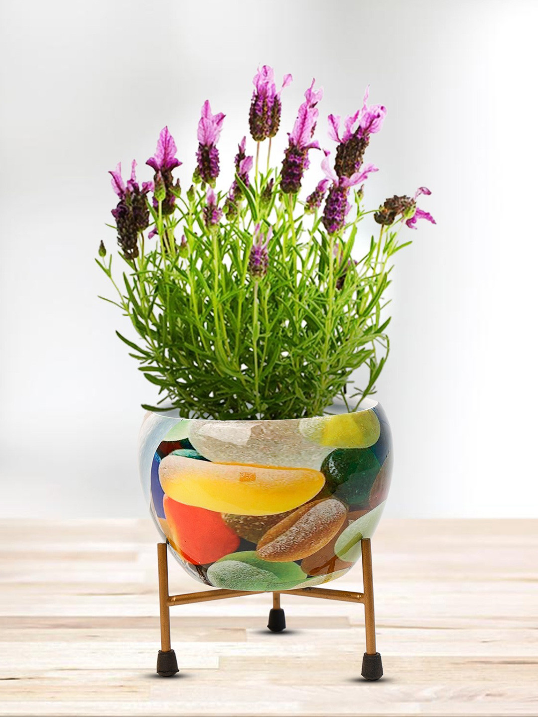 

Nymph Green & Red Printed Flower Planters With Stand