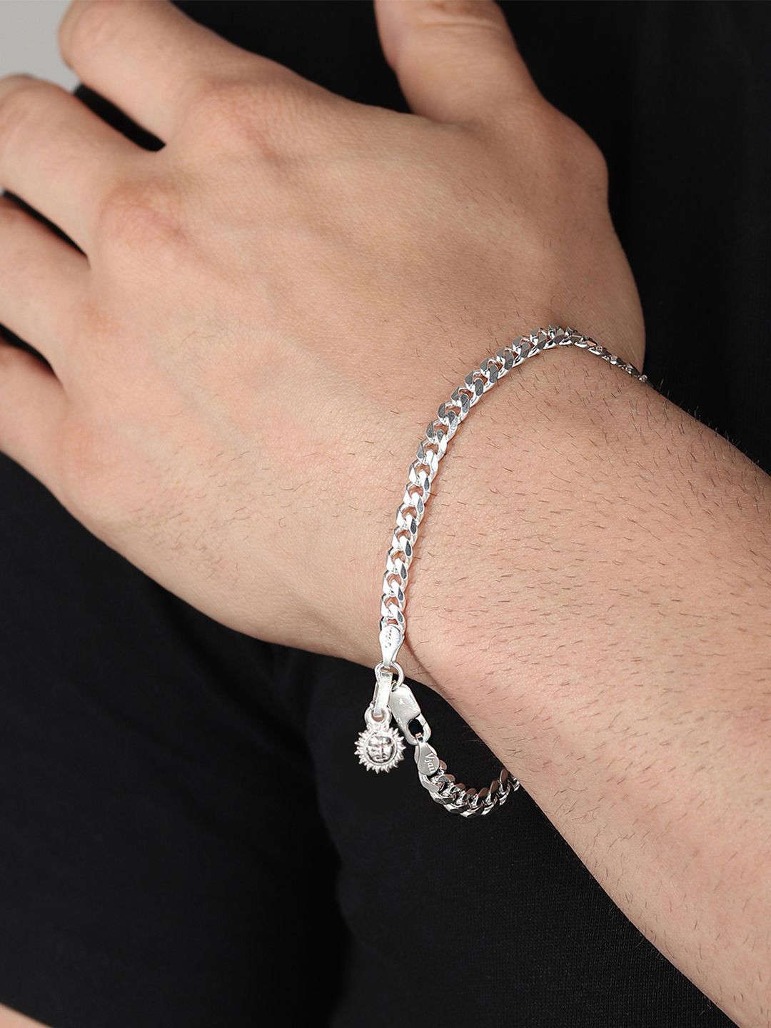 

AKSHAT SAPPHIRE Men 92.5 Sterling Silver Surya Symbol Pendant With Charm Bracelet