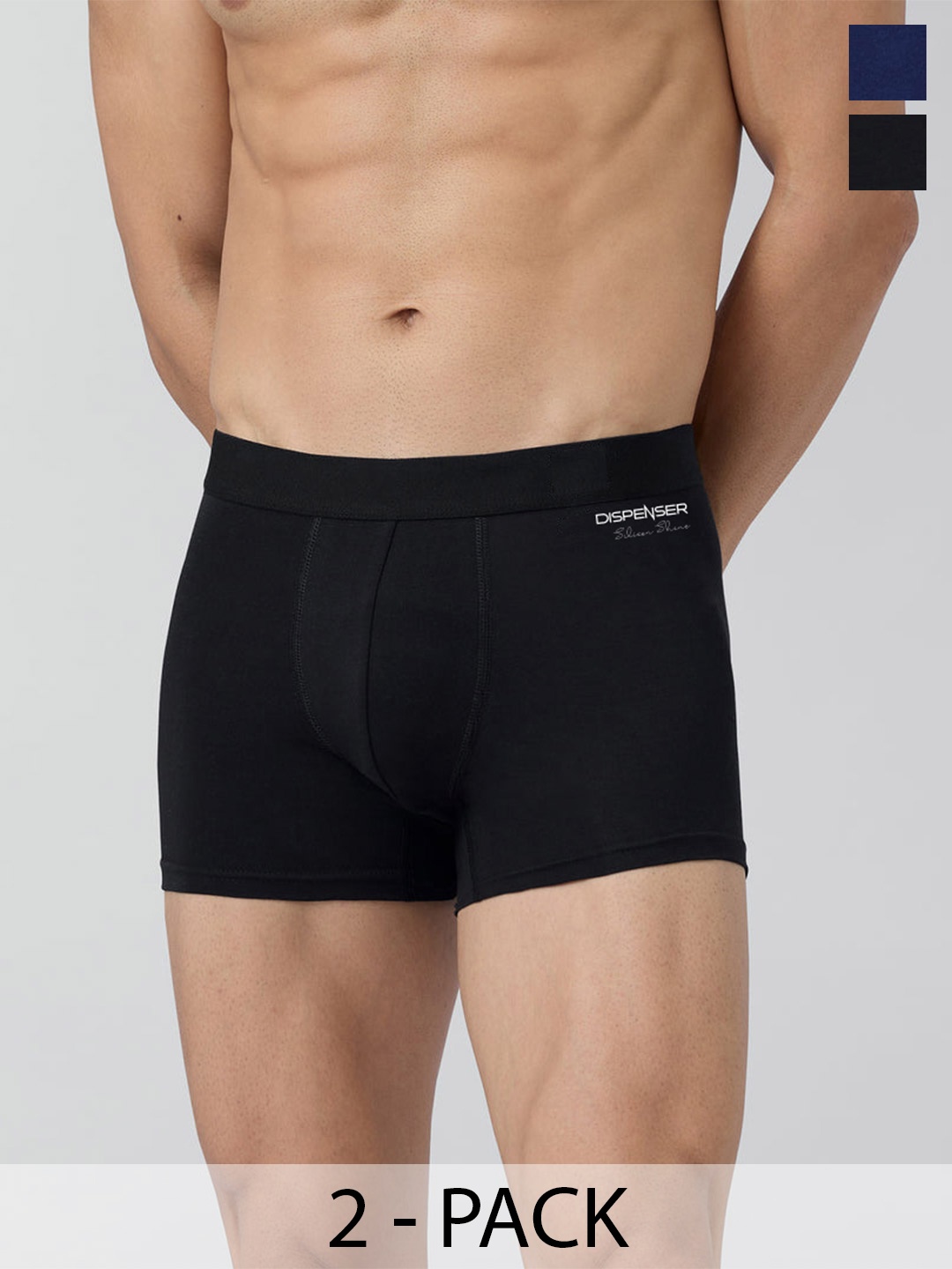 

DISPENSER Men Pack Of 2 Trunks T1-P1-TRUNK-BLACK-NAVY-M, Blue