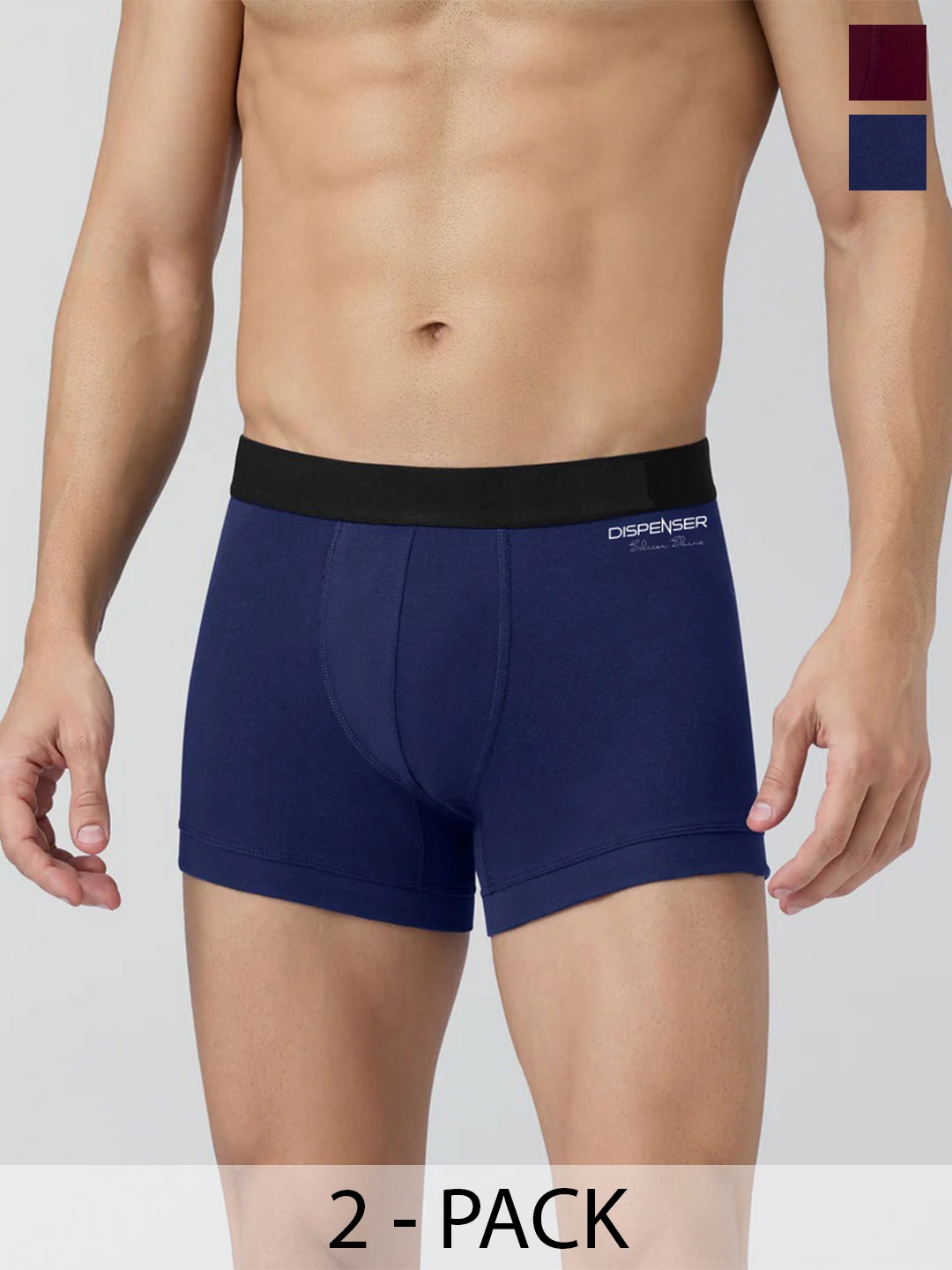 

DISPENSER Men Pack Of 2 Trunks T1-P1-TRUNK-NAVY-WINE-M, Maroon