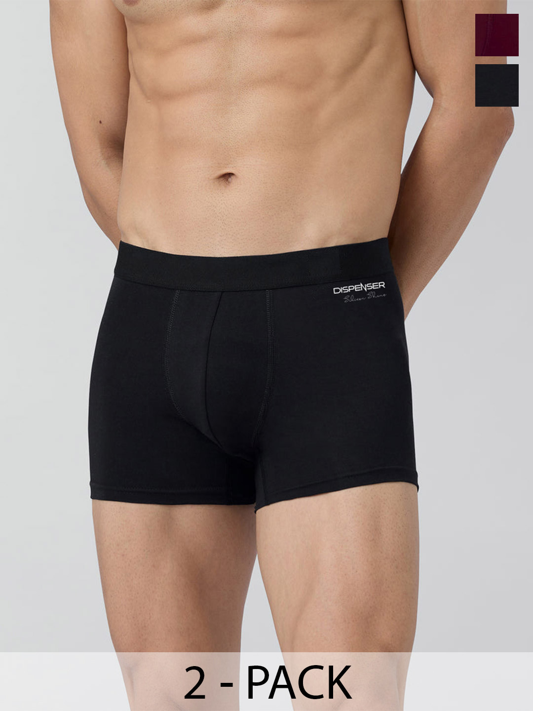 

DISPENSER Men Pack Of 2 Trunks T1-P1-TRUNK-BLACK-WINE-M, Maroon