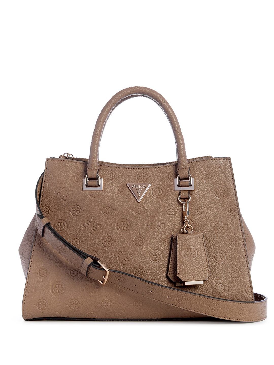 

GUESS Floral Textured Structured Handheld Bag, Taupe