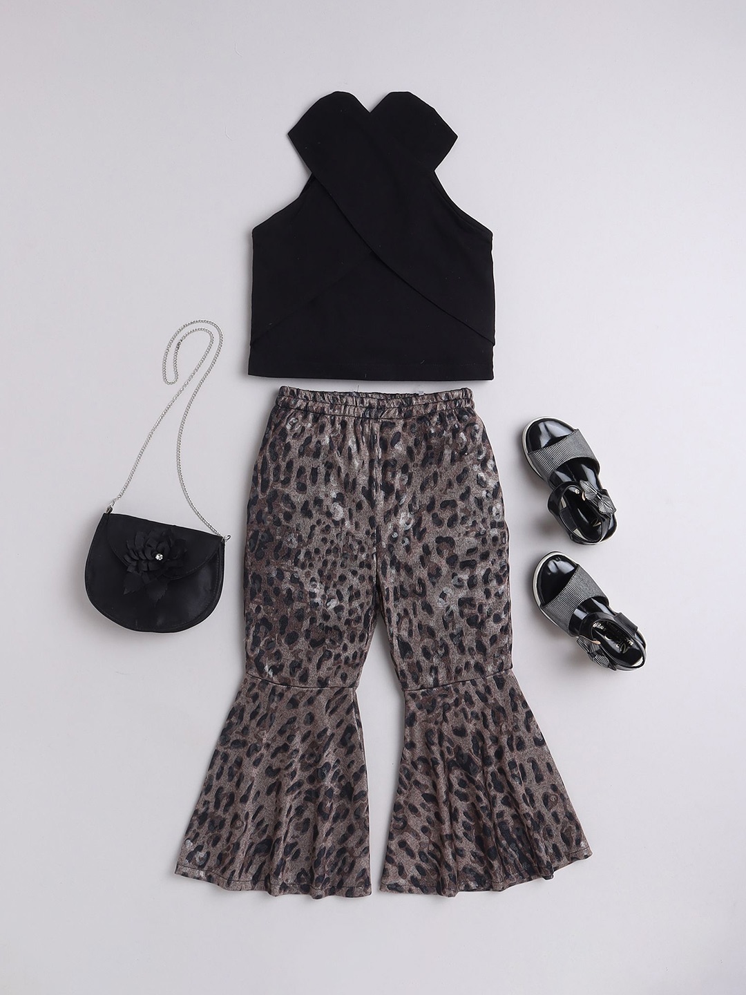 

taffykids Girls Halter Neck Top with Trousers, Black