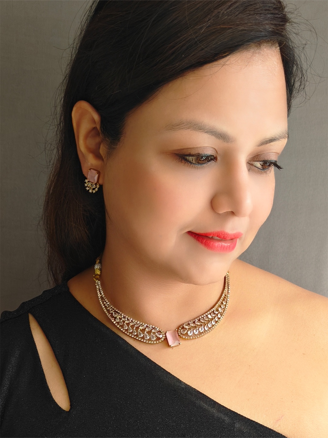 

GRIIHAM Sayara Collection Gold-Plated CZ Studded Jewellery Set