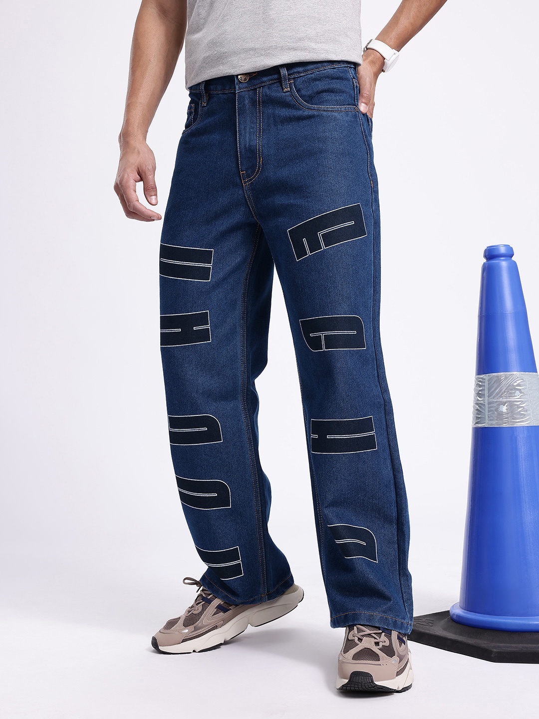 

Kook N Keech Men Straight Fit Printed Non-Stretchable Jeans, Blue