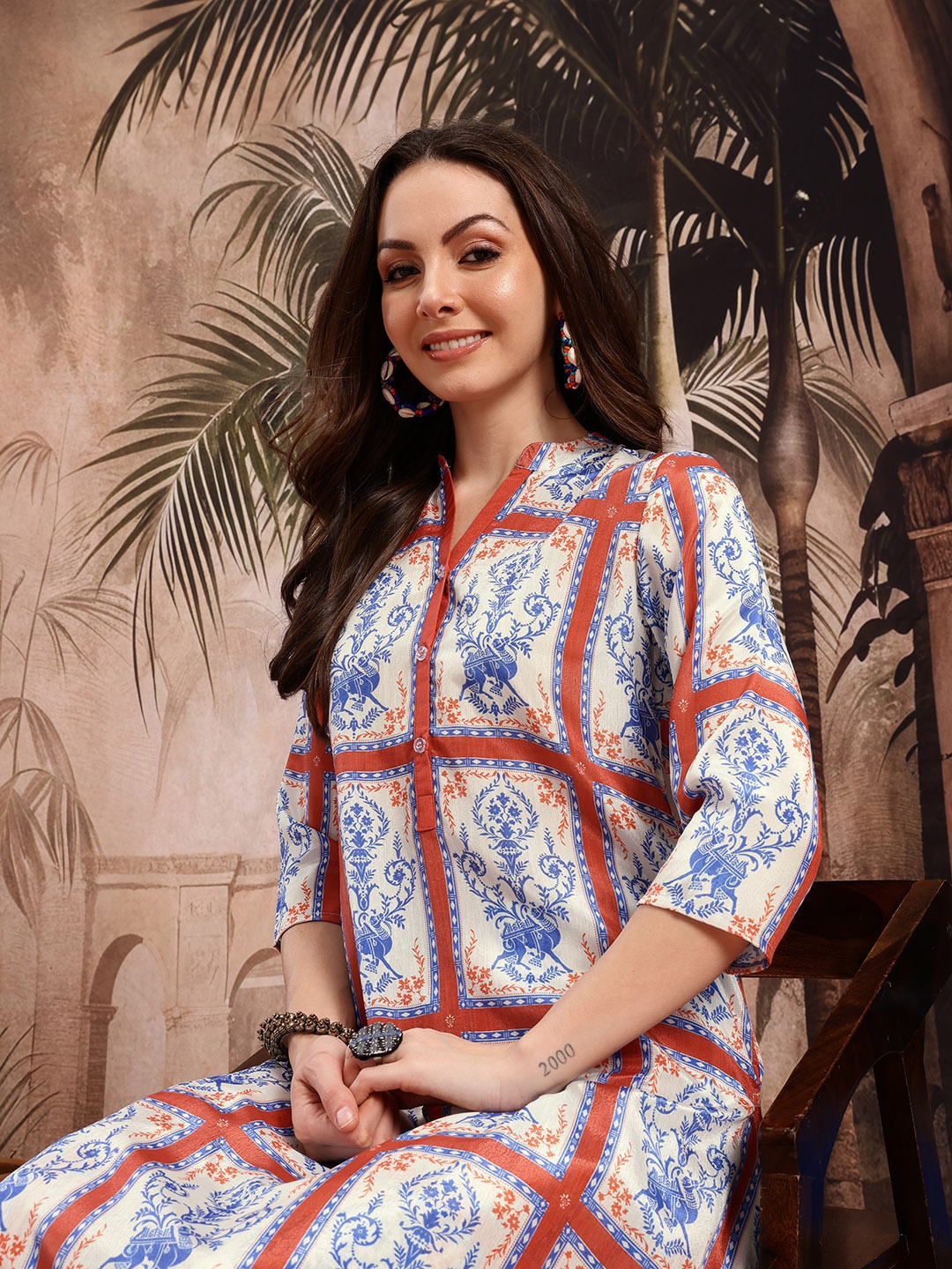 

Sangria Ethnic Motifs Printed Regular Kurta with Salwar, White