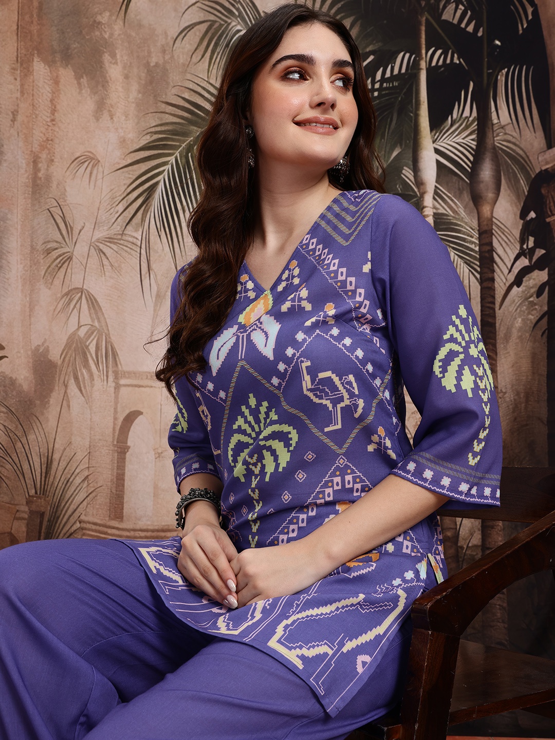 

Sangria Printed Regular Kurta with Salwar, Blue