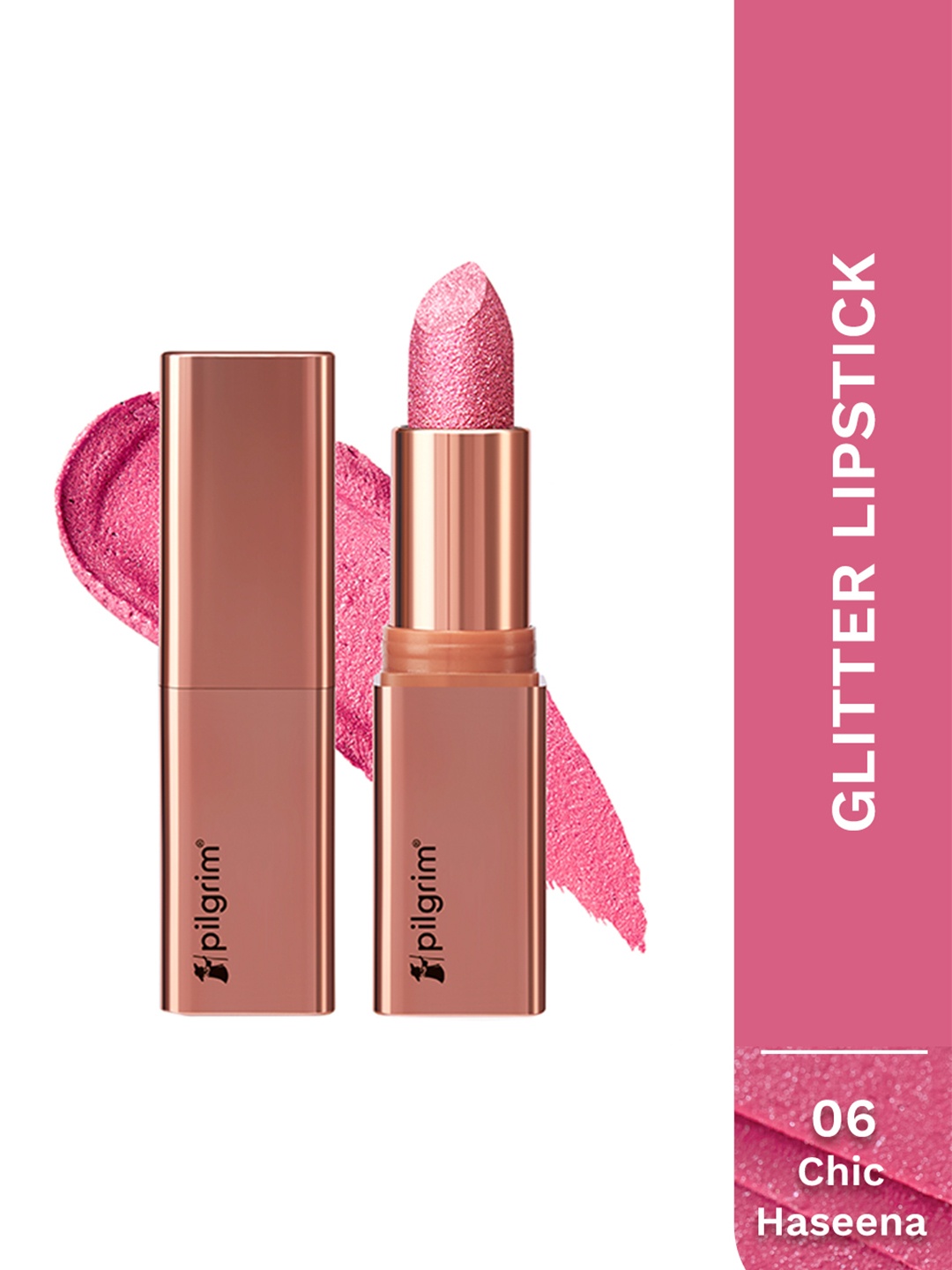 

Pilgrim 3-D Glitter Formula With Matte Finish Lipstick- 4.2 g- Chic Haseena-06, Pink