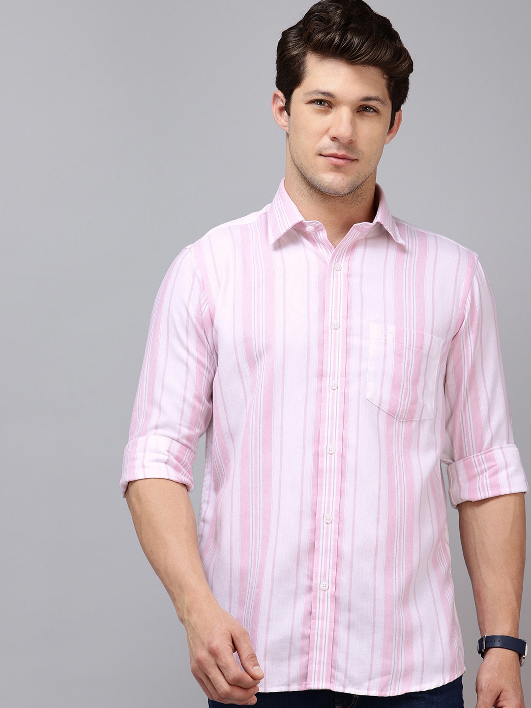 

ColorPlus Vertical Striped Casual Shirt, Pink