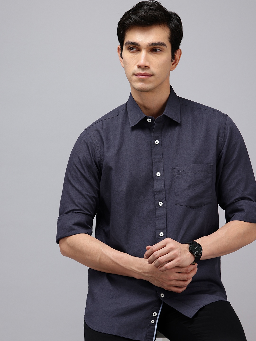 

ColorPlus Cotton Linen Casual Shirt, Navy blue