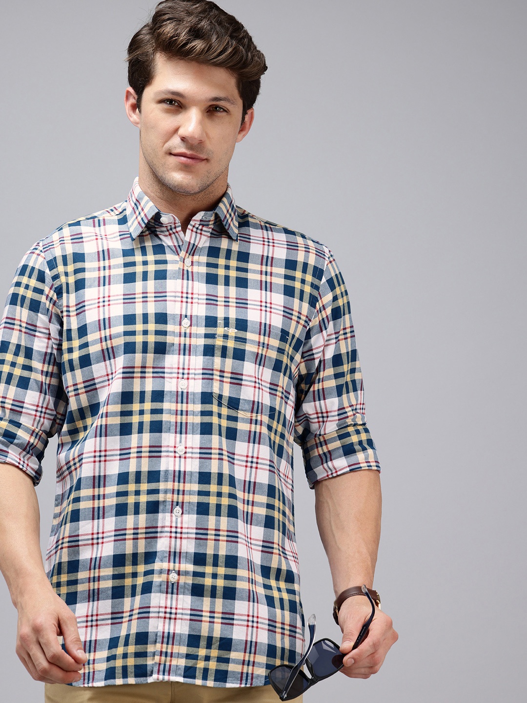 

ColorPlus Pure Cotton Checked Casual Shirt, Blue