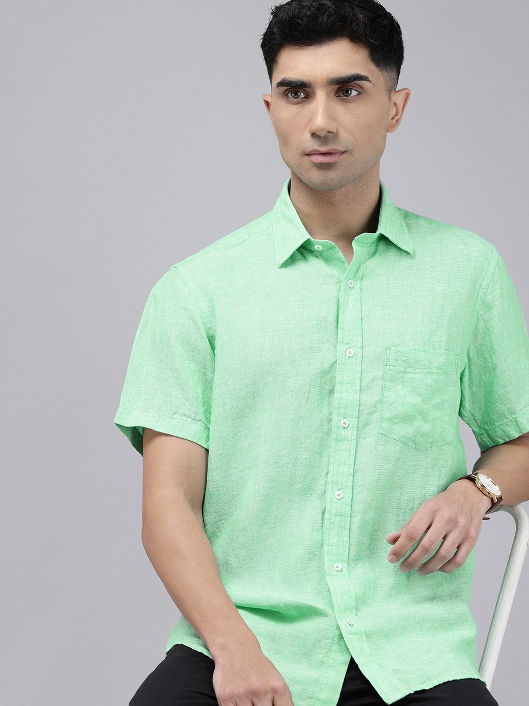 

ColorPlus Pure Linen Casual Shirt, Green