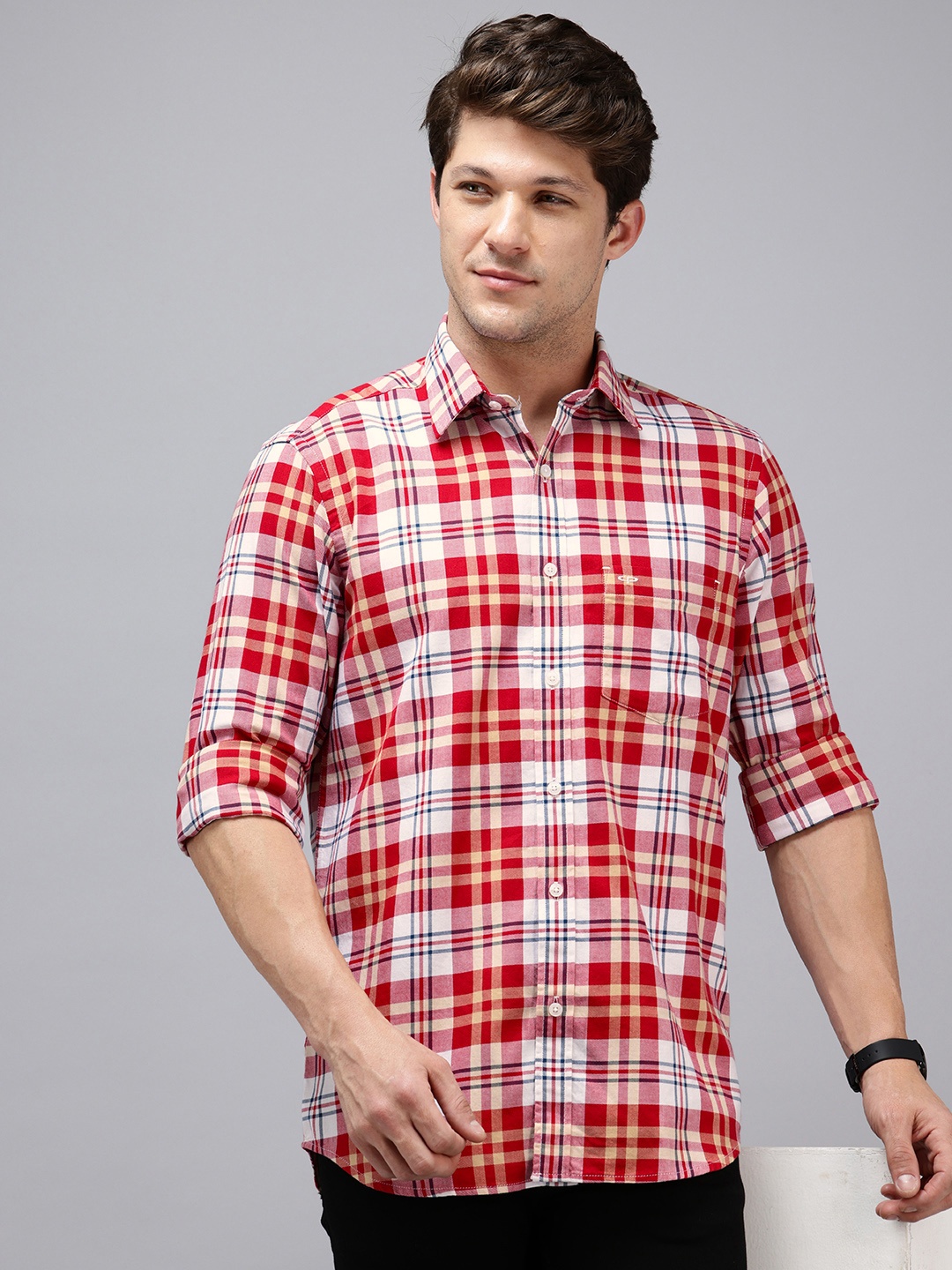 

ColorPlus Pure Cotton Checked Casual Shirt, Red