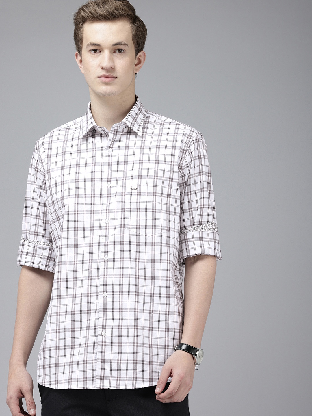 

ColorPlus Pure Cotton Checked Casual Shirt, White