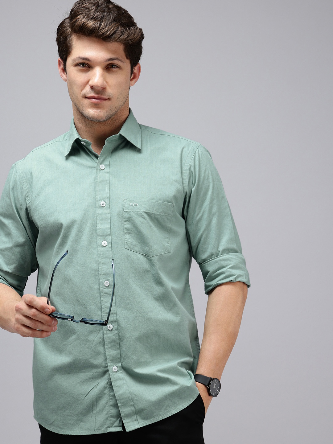 

ColorPlus Pure Cotton Opaque Casual Shirt, Green