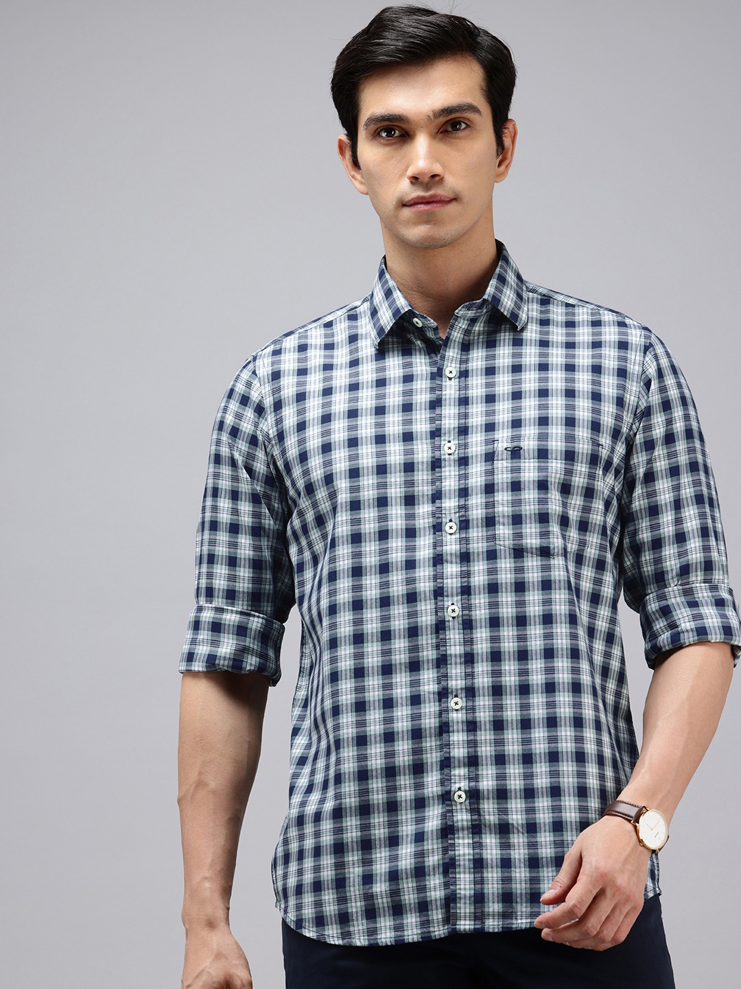 

ColorPlus Pure Cotton Checked Casual Shirt, Blue