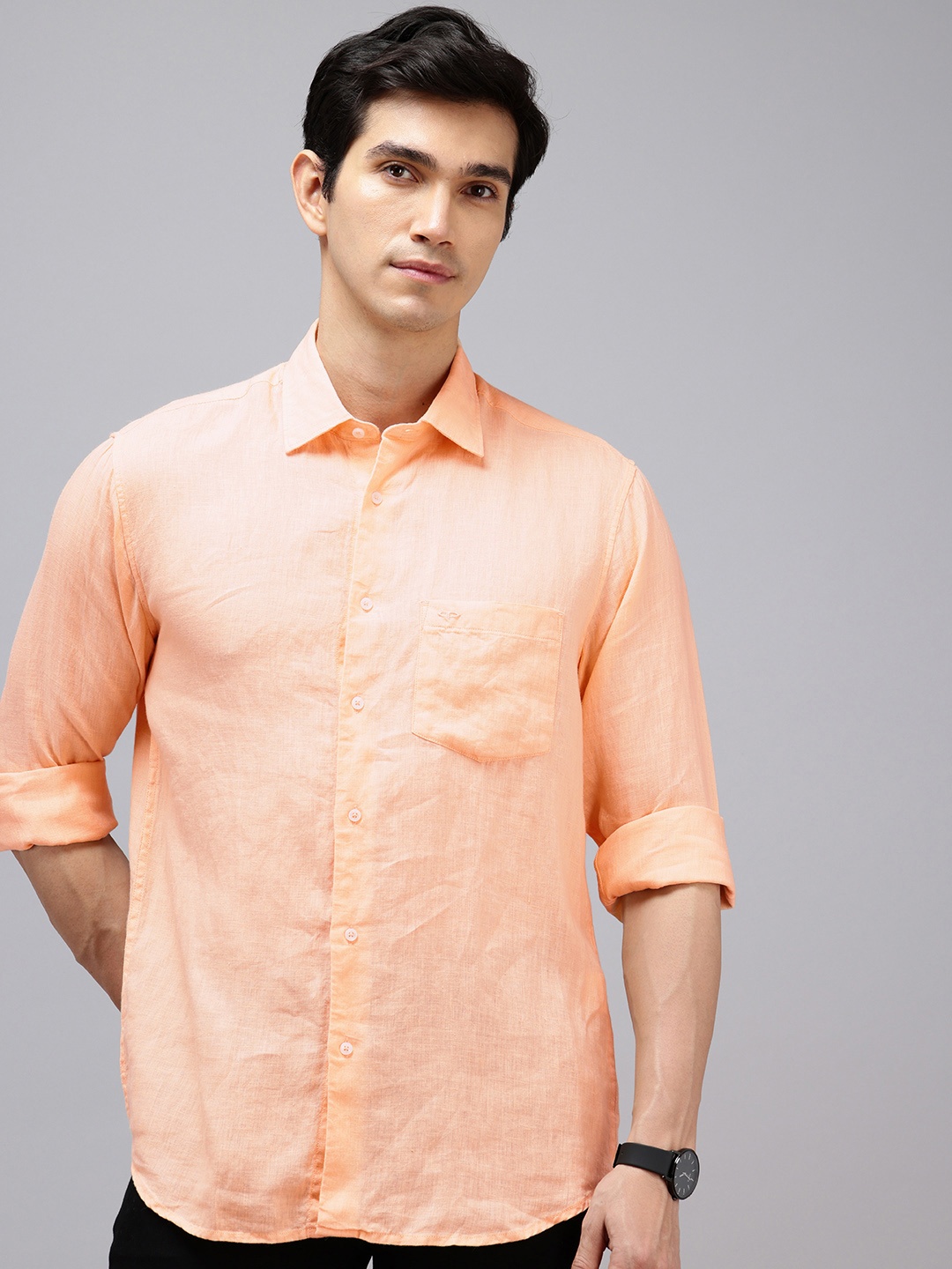 

ColorPlus Pure Linen Casual Shirt, Orange