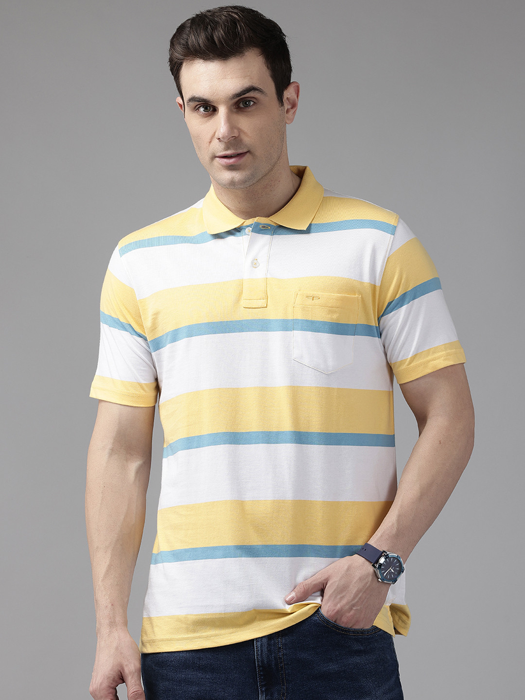 

ColorPlus Polo Collar Striped T-Shirt, Yellow