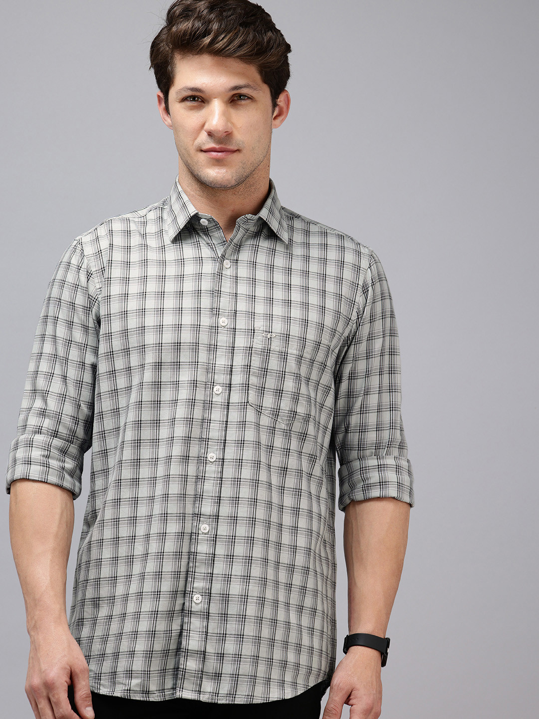 

ColorPlus Pure Cotton Checked Casual Shirt, Grey
