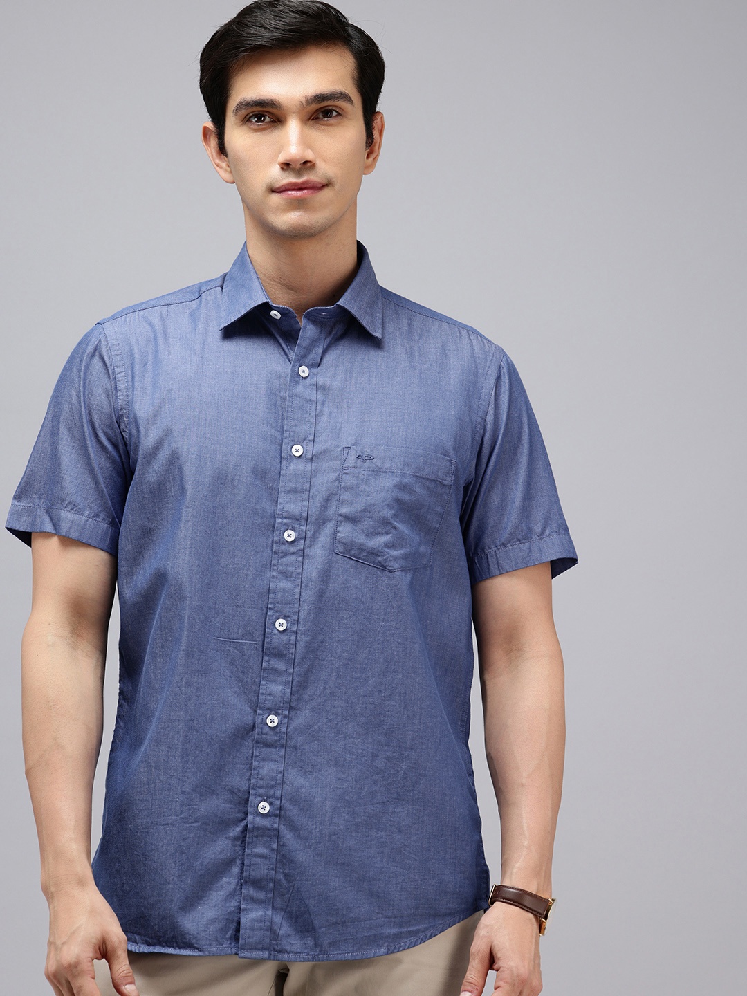 

ColorPlus Pure Cotton Opaque Casual Shirt, Blue