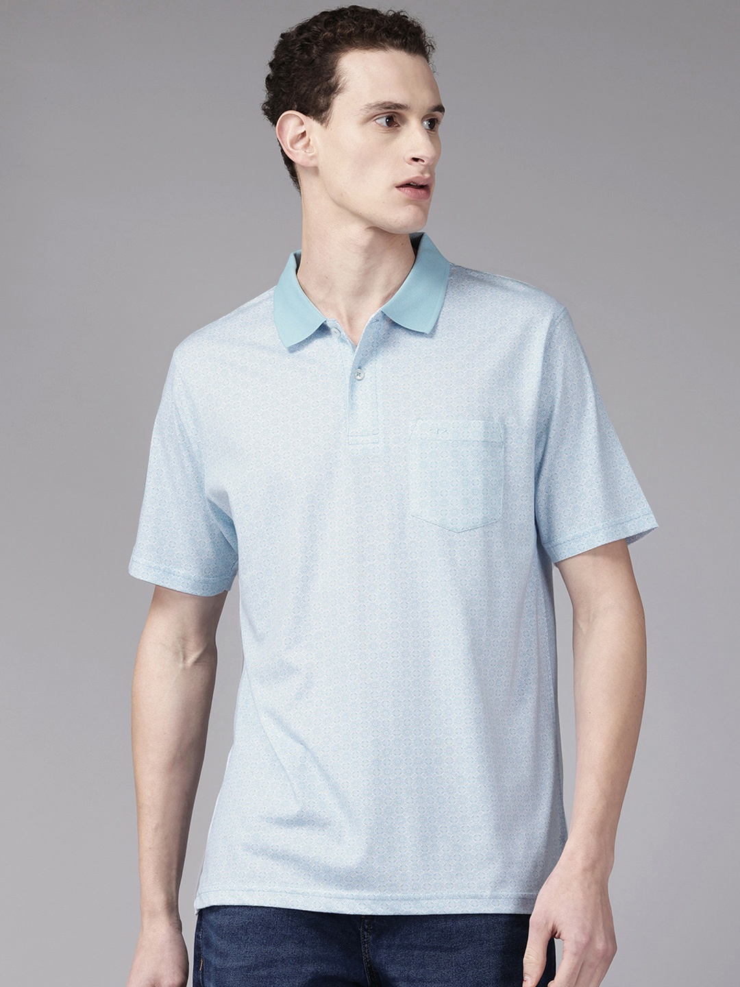 

ColorPlus Geometric Print Pure Cotton T-shirt, Blue