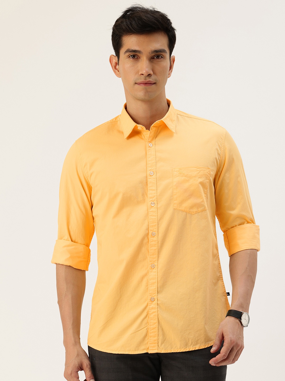 

Parx Slim Fit Pure Cotton Casual Shirt, Yellow