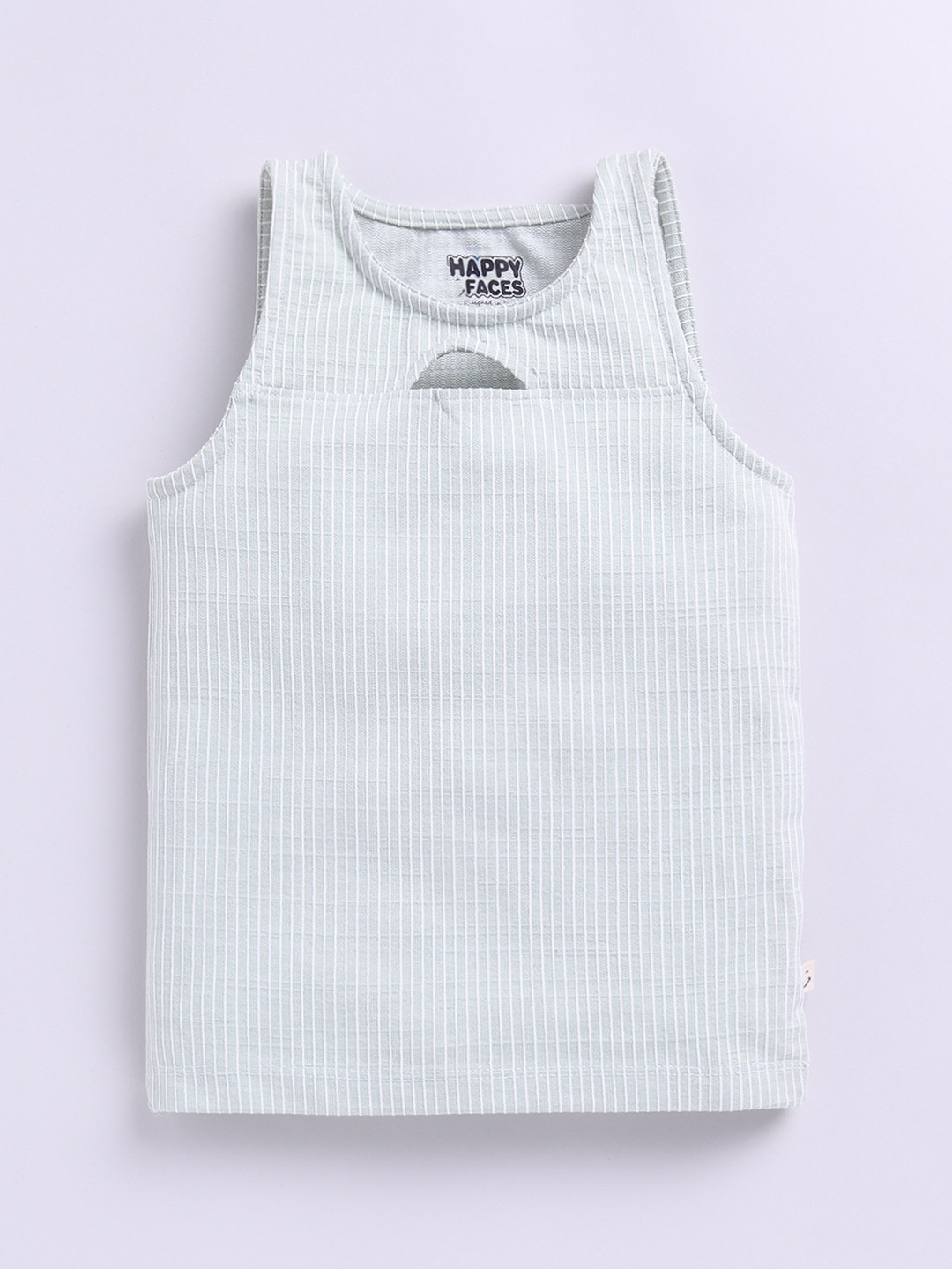 

Happy Faces Kids Girls Striped Pure Cotton T-Shirt, Green