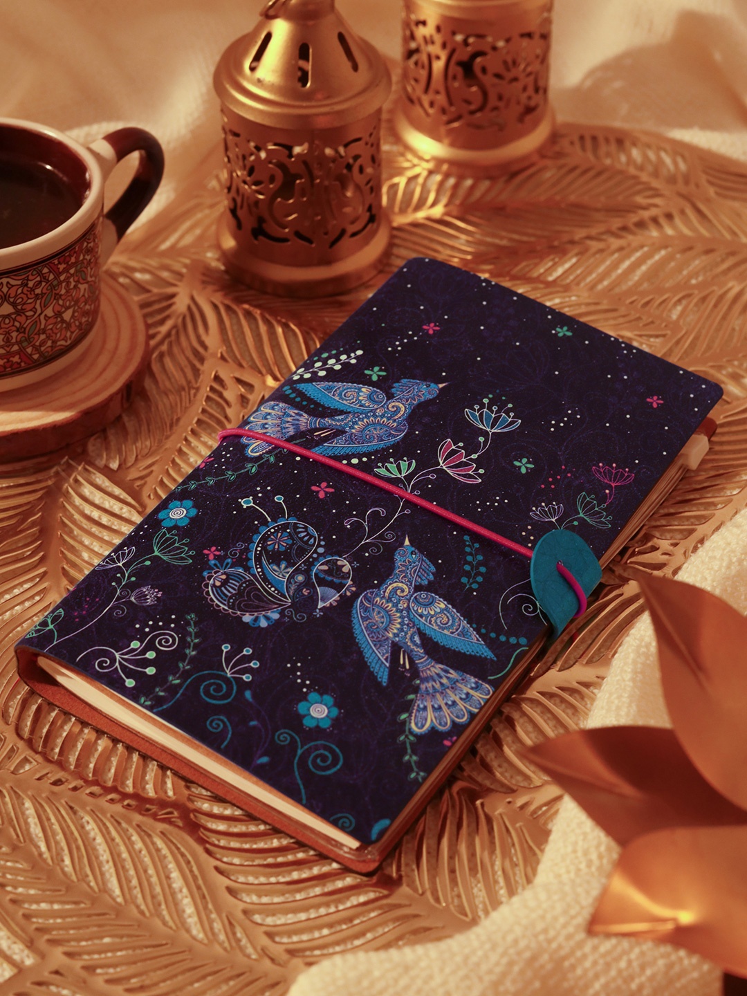 

Doodle A5 Refillable Journal Notebook - Bird Song, Navy blue