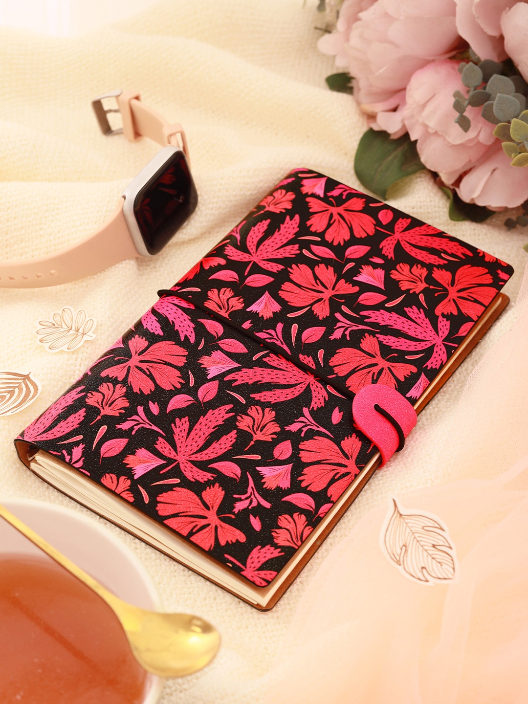

Doodle A5 Refillable Journal Notebook - Blush Forest, Red