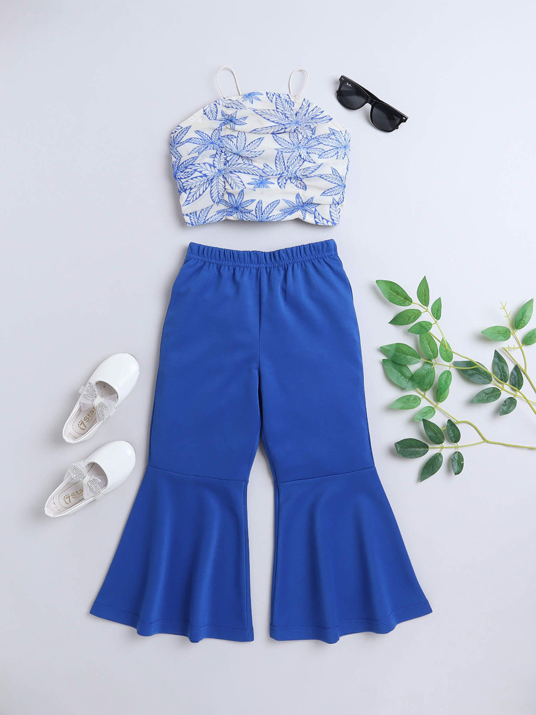 

taffykids Girls Printed Top with Trousers, Blue