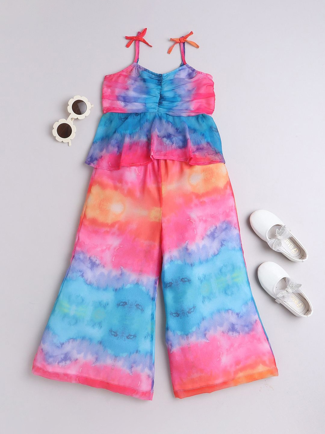 

taffykids Girls Dyed Top with Trousers, Pink