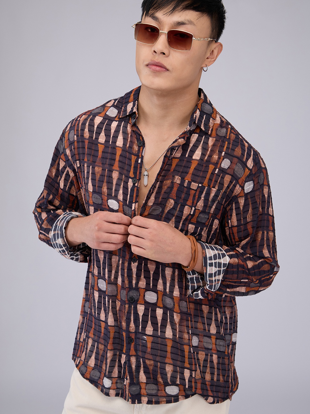 

VASTRADO Men Classic Slim Fit Opaque Printed Casual Shirt, Multi