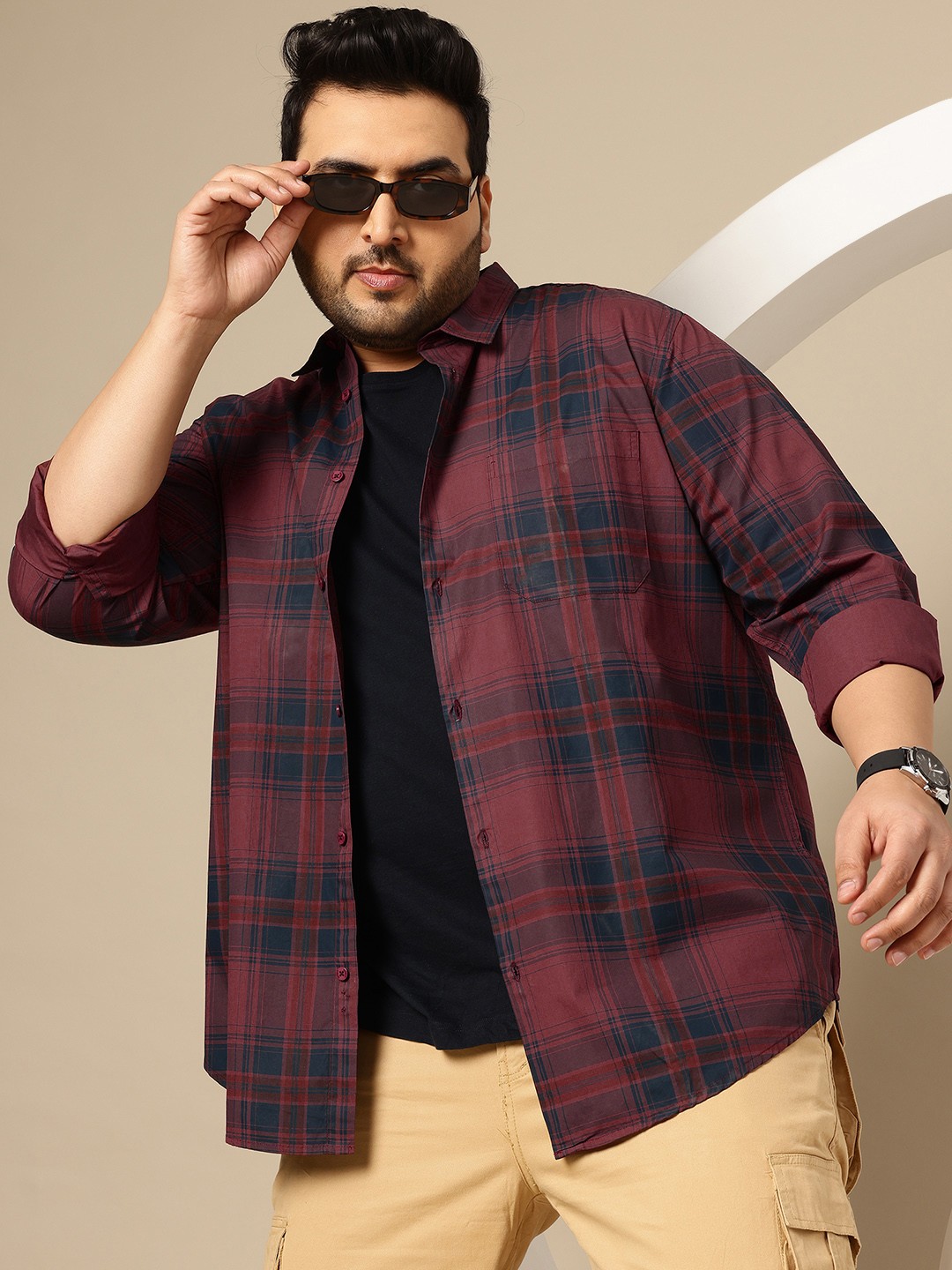 

Sztori Men Premium Tartan Checked Pure Cotton Casual Shirt, Maroon