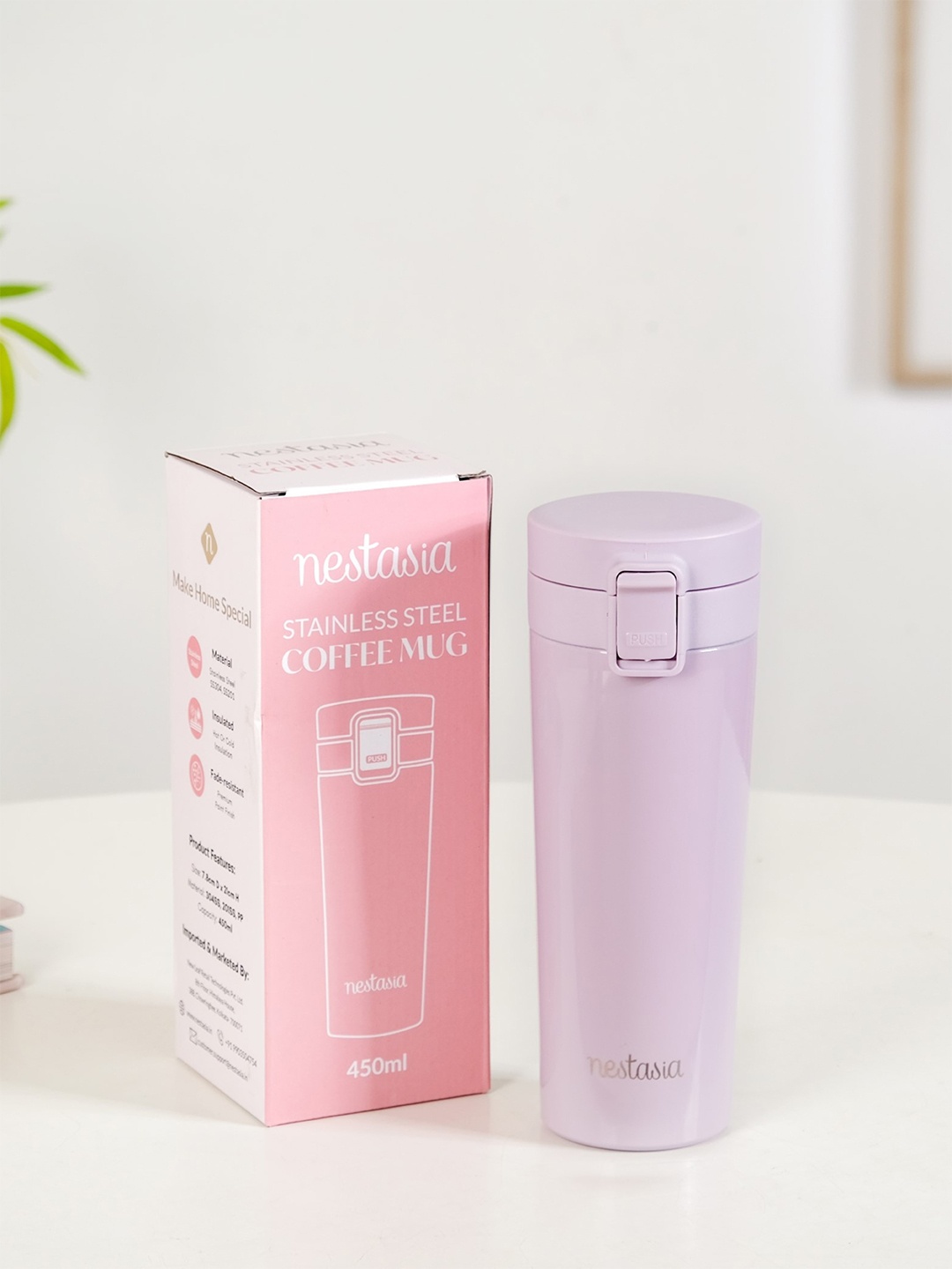 

Nestasia Lavender Stainless Steel Vacuum Insulated Water Bottle 450ml