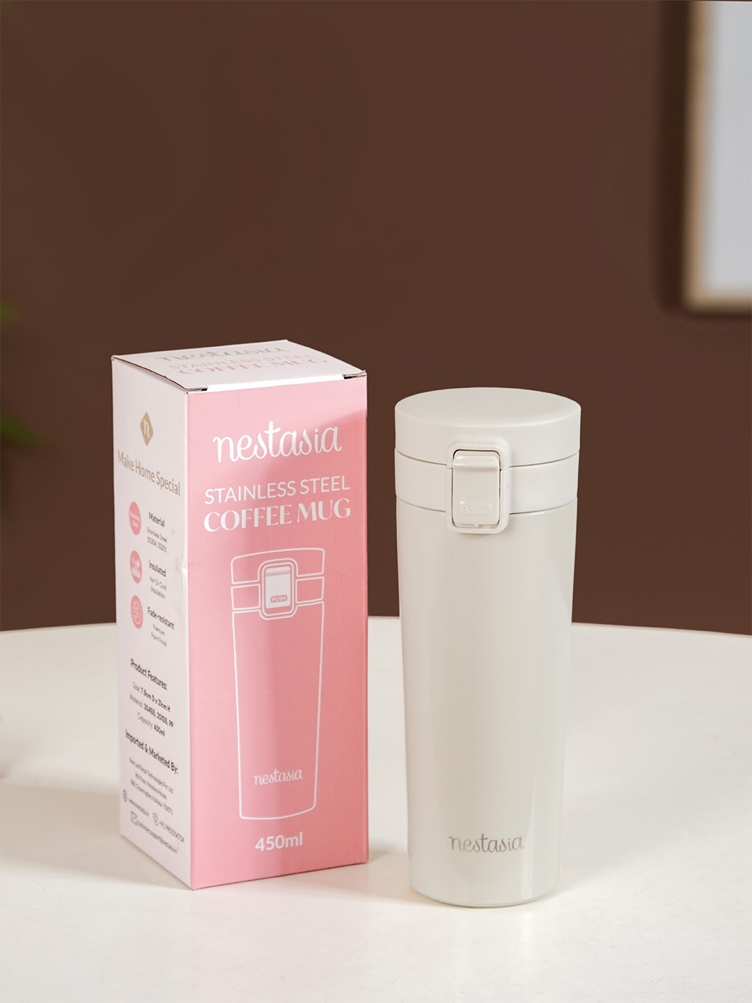 

Nestasia Cream-Coloured Stainless Steel Insulated Water Bottle Cream 450ml