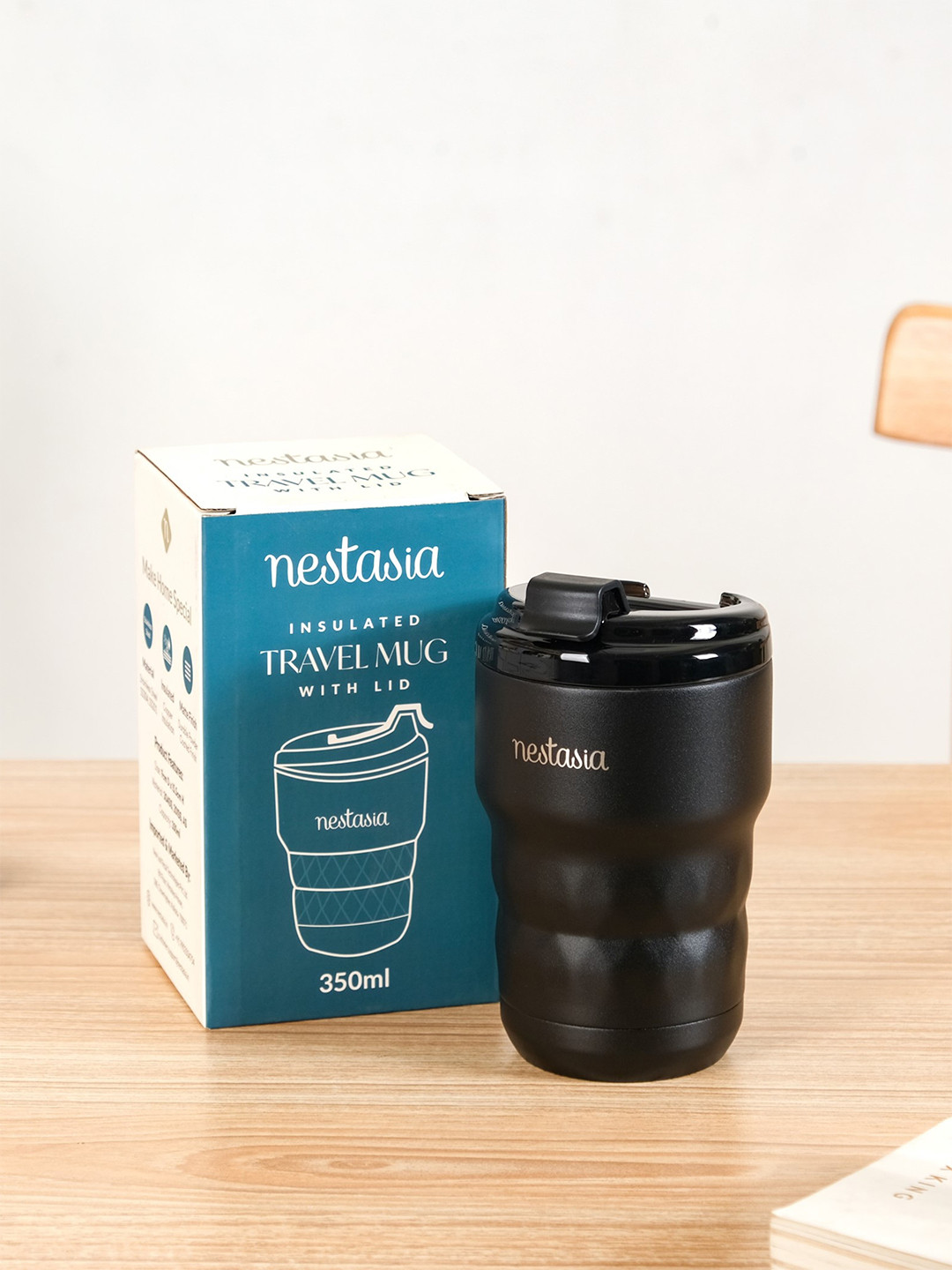 

Nestasia Sleek Black Stainless Steel Travel Coffee Tumbler 350ml
