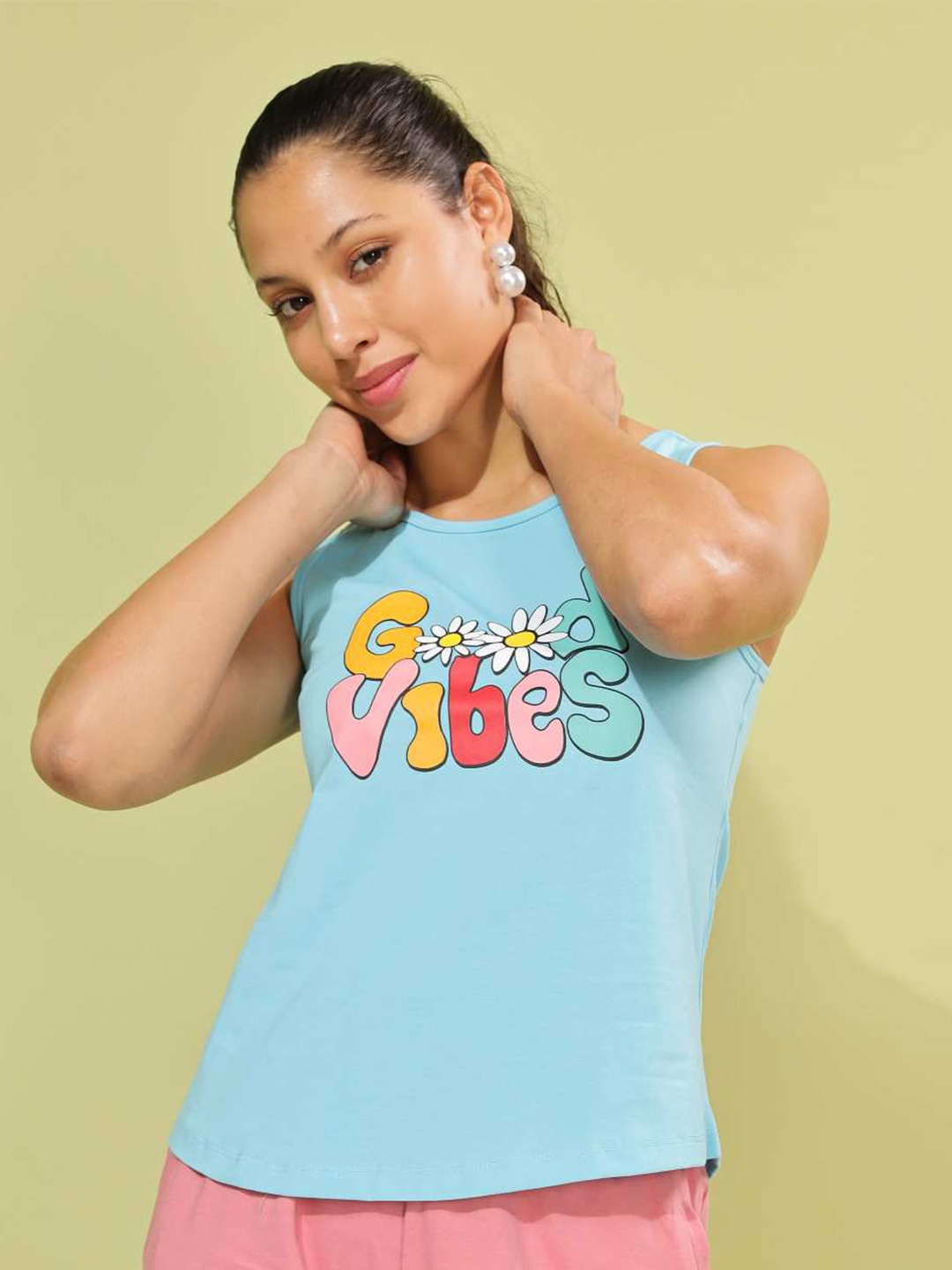 

Dollar Print Cotton Top, Blue