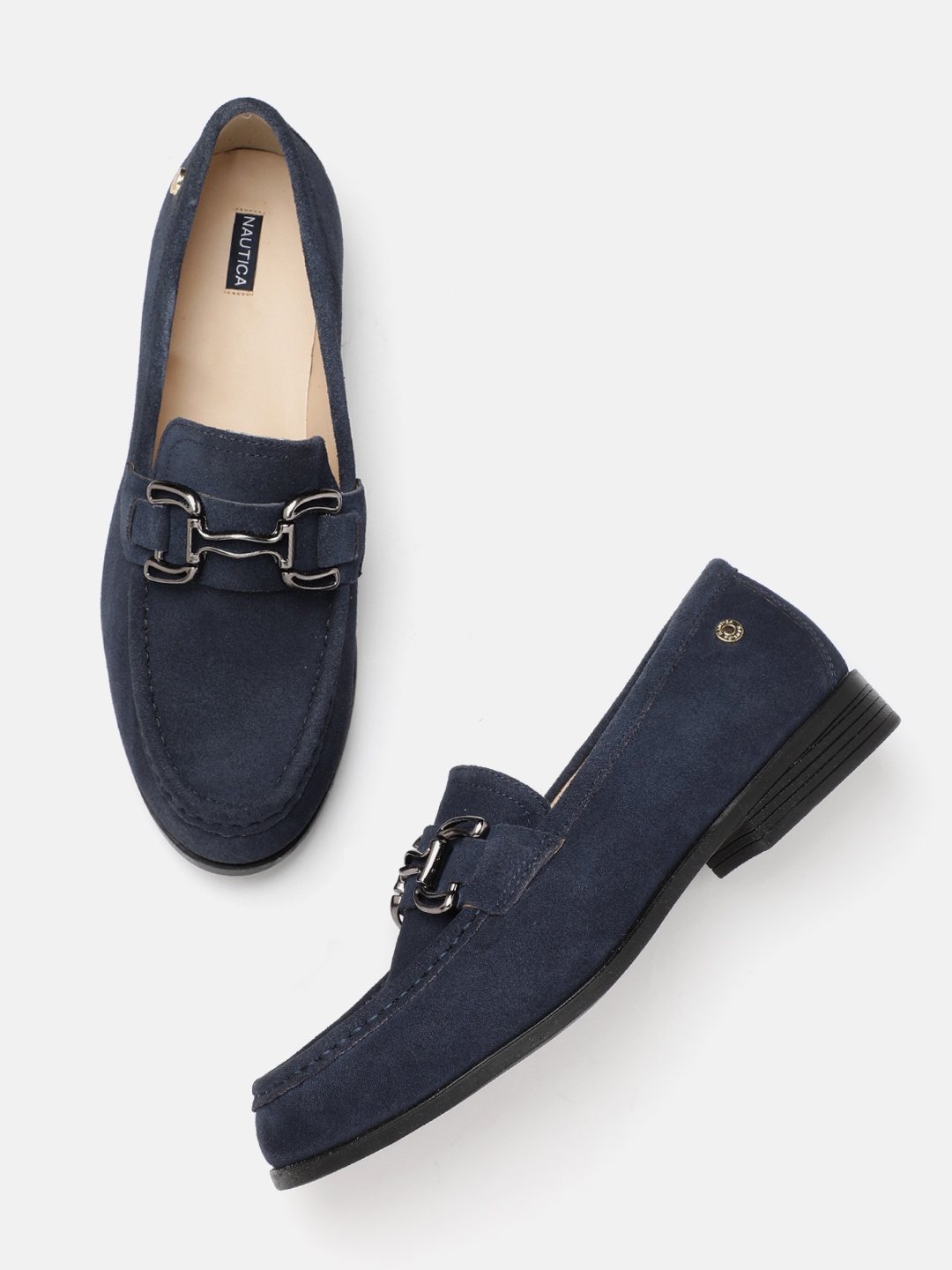 

Nautica Women Leather Horsebit Loafers, Navy blue