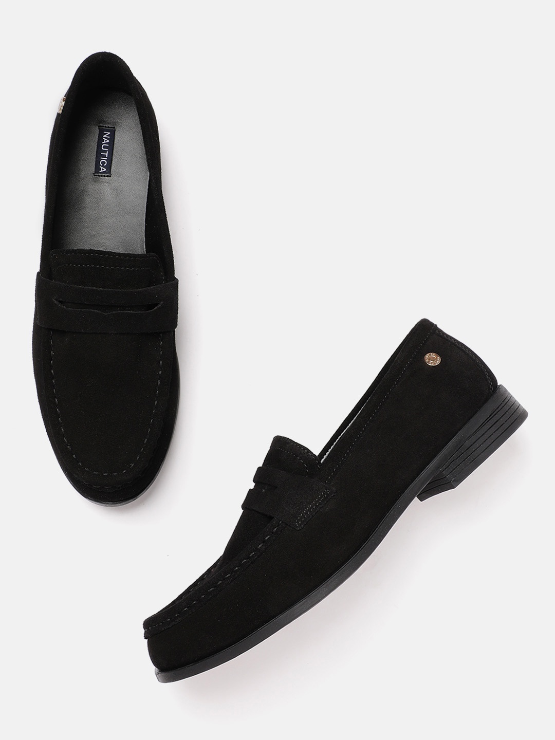 

Nautica Women Leather Penny Loafers, Black
